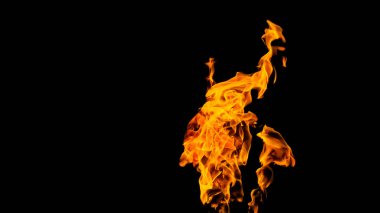 Siyah arka planda ateş alevleri. siyah arka plan isolat yangın