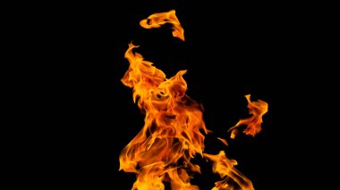 Siyah arka planda ateş alevleri. siyah arka plan isolat yangın