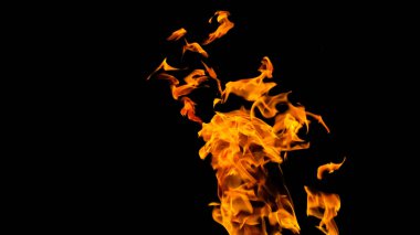 Siyah arka planda ateş alevleri. siyah arka plan isolat yangın