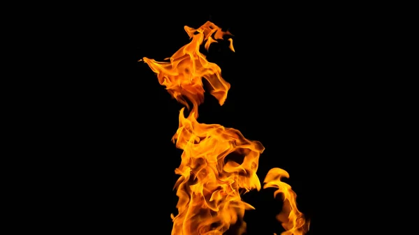 黒い背景に炎。黒い背景アイソラットに火 — ストック写真