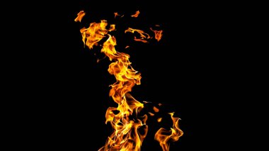 Siyah arka planda ateş alevleri. siyah arka plan isolat yangın