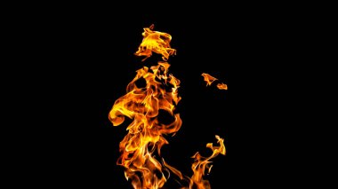 Siyah arka planda ateş alevleri. siyah arka plan isolat yangın