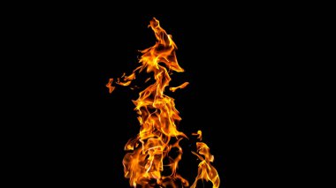 Siyah arka planda ateş alevleri. siyah arka plan isolat yangın