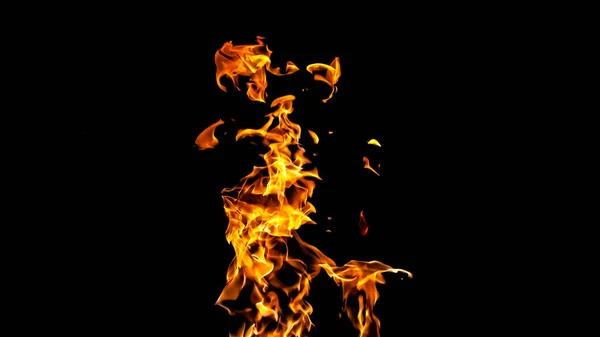Eldflammor på svart bakgrund. brand på svart bakgrund isolat — Stockfoto