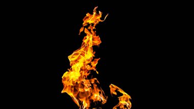 Siyah arka planda ateş alevleri. siyah arka plan isolat yangın