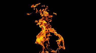 Siyah arka planda ateş alevleri. siyah arka plan isolat yangın
