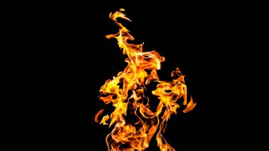 Siyah arka planda ateş alevleri. siyah arka plan isolat yangın