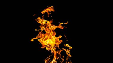 Siyah arka planda ateş alevleri. siyah arka plan isolat yangın