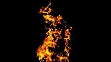 Siyah arka planda ateş alevleri. siyah arka plan isolat yangın