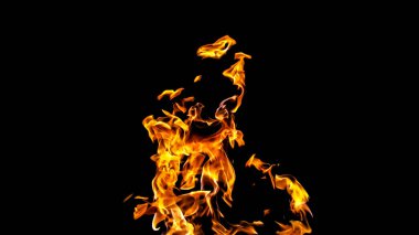 Siyah arka planda ateş alevleri. siyah arka plan isolat yangın