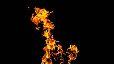 Siyah arka planda ateş alevleri. siyah arka plan isolat yangın