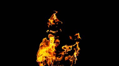 Siyah arka planda ateş alevleri. siyah arka plan isolat yangın