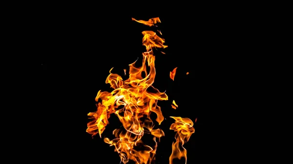 Ohnivé plameny na černém pozadí. požár na černém pozadí isolat — Stock fotografie