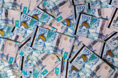 Kağıt banknotlar tenge Kzt. Tenge, Kaz 'ın ulusal para birimidir.