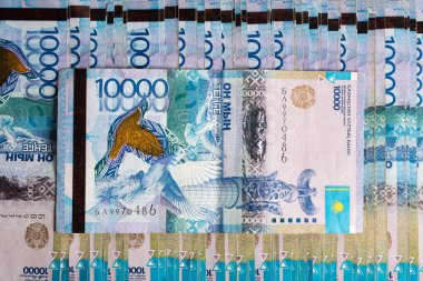 Kağıt banknotlar tenge Kzt. Tenge, Kaz 'ın ulusal para birimidir.