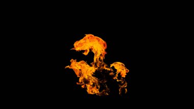 Siyah arka planda ateş alevleri. siyah arka plan isolat yangın