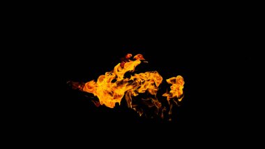 Siyah arka planda ateş alevleri. siyah arka plan isolat yangın