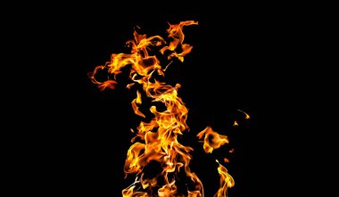 Siyah arka planda ateş alevler. siyah arka plan izole ateş. Yangın desenleri