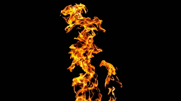 黒の背景に火の炎 黒の背景に火を分離 火災パターン — ストック写真