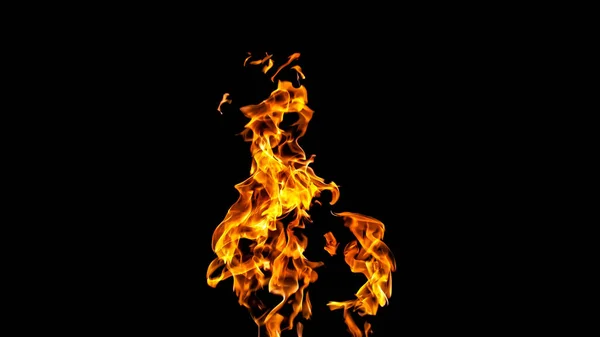 火焰在黑色背景 火在黑背景查出 火灾模式 — 图库照片
