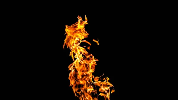 黒の背景に火の炎 黒の背景に火を分離 火災パターン — ストック写真