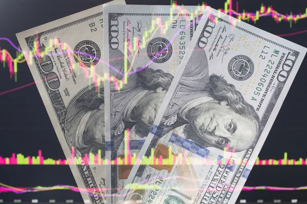 Bir dizüstü bilgisayar monitörünün önünde bir fiyat belirleyicisiyle. Forex ve ticaret. Bir tüccar eski piyasada hisse senedi, tahvil ve menkul kıymetler veya para birimlerini bizim için 100 dolara satar..