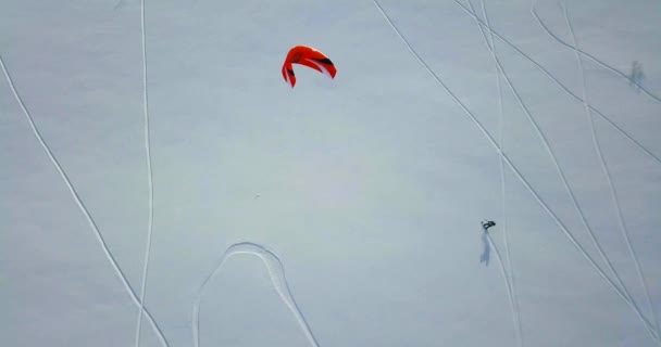 Snowkiting in het Noorden — Stockvideo