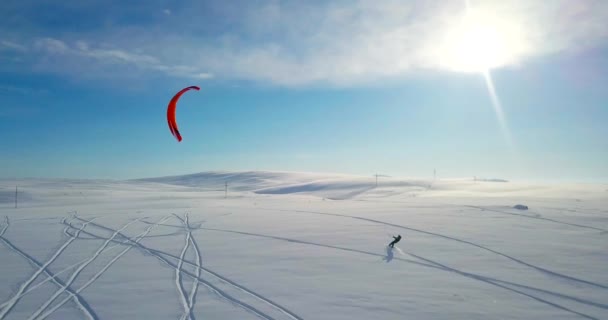 Snowkiting na severu — Stock video