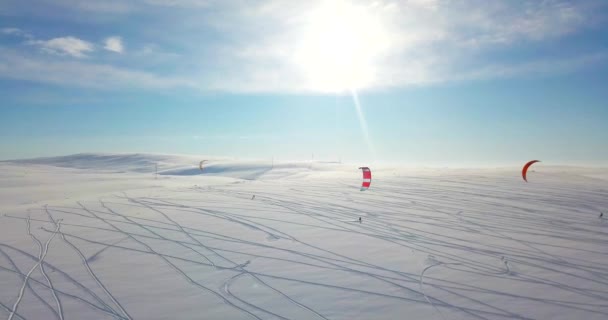 Snowkiting en el Norte — Vídeo de stock