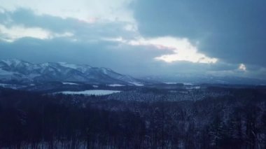 Kış Hokkaido 'nun Hava Görüntüsü