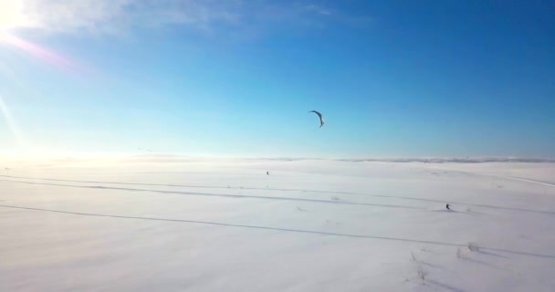 Snowkiting na severu — Stock video