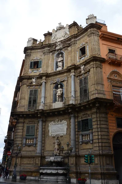 Quattro Canti Palermo Fyrkantiga Hörn — Stockfoto