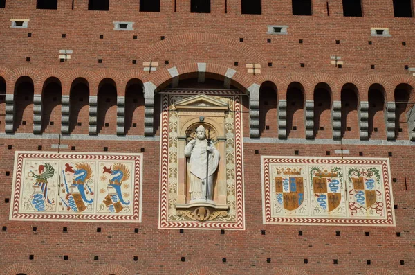 Arkitektoniska Detaljer Fasaden Slottet Sforza — Stockfoto