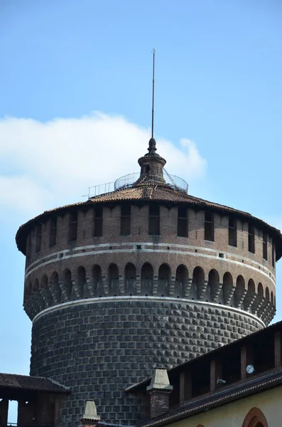 Arkitektoniska Detaljer Fasaden Slottet Sforza — Stockfoto