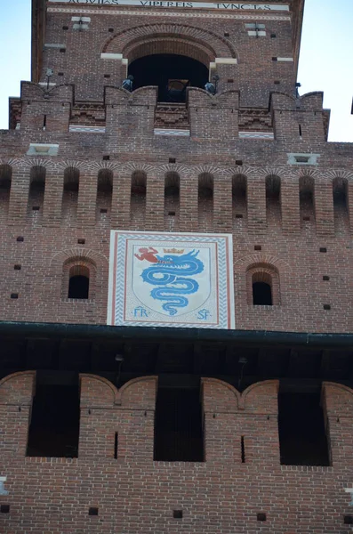 Arkitektoniska Detaljer Fasaden Slottet Sforza — Stockfoto