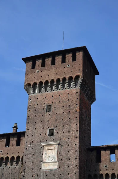 Detalle Arquitectónico Fachada Del Castillo Sforza — Foto de Stock