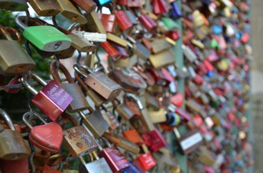 The Drahtbrucke with many locks, Kassel (Germany)