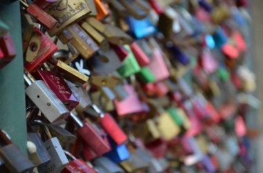 The Drahtbrucke with many locks, Kassel (Germany)