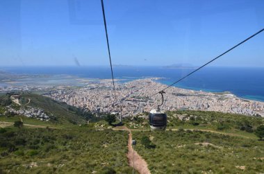 Trapani görünümünden Erice, Sicilya, İtalya