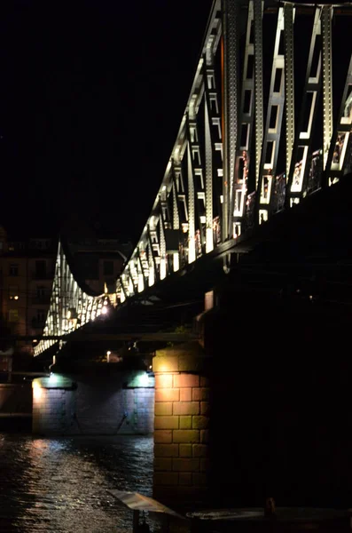 Frankfurt Main Bei Nacht Deutschland — Stockfoto