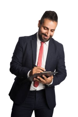 klasör ile gülümseyen iş adamı