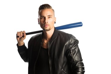 beysbol sopası ile sinirli adam