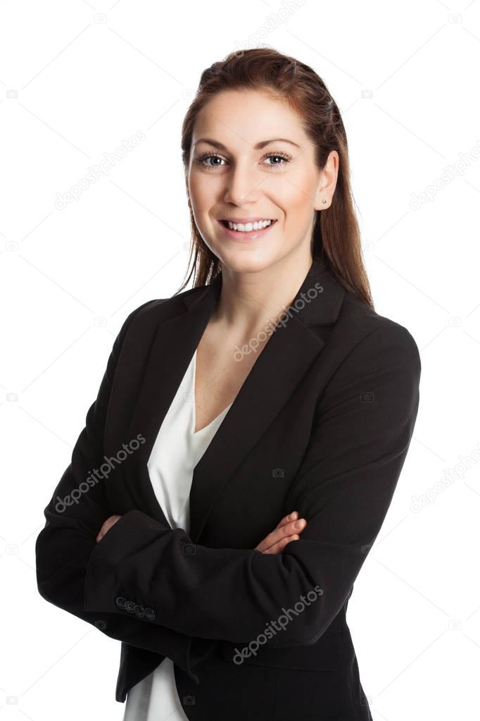 Satisfied businesswoman with arms crossed