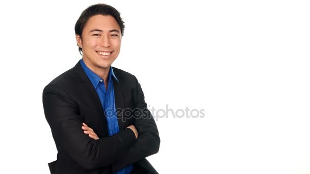 Attractive businessman with thumbs up — Stock Video