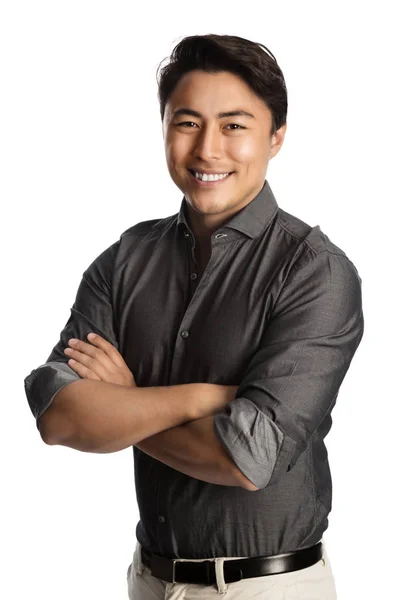 Handsome man in grey shirt — Stock Photo, Image