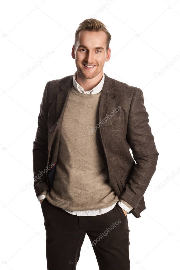 Handsome businessman in brown suit