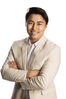 Parlak takım elbiseli yakışıklı adam