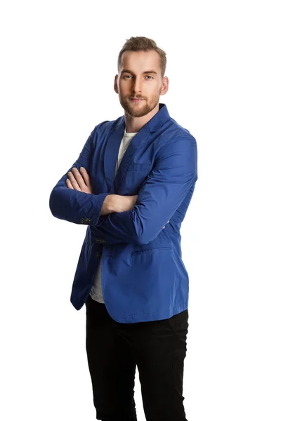 Hombre de moda en chaqueta azul — Foto de Stock
