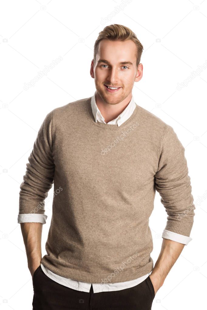 Attractive man smiling wearing sweater