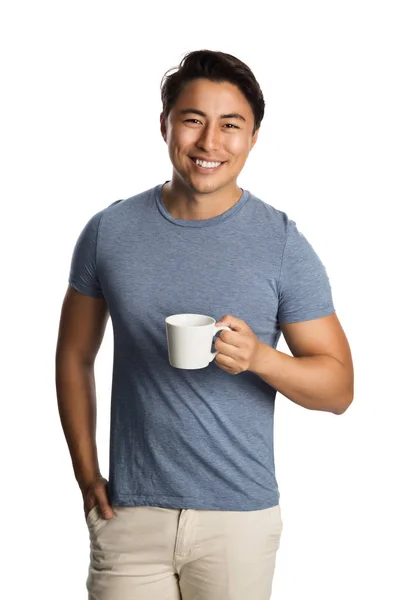 Bonito homem com xícara de café — Fotografia de Stock